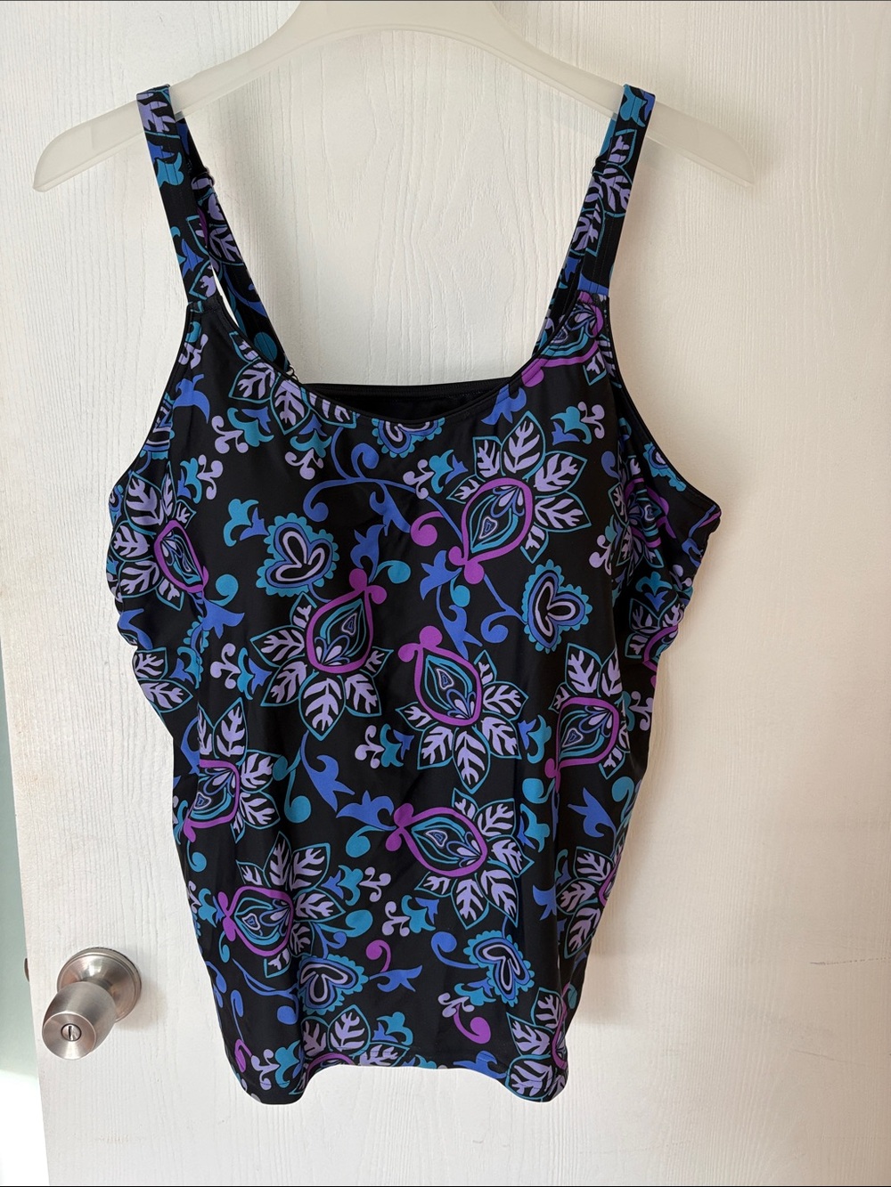 Coldwater Creek Black Floral Paisley Tankini Top - Purple & Blue